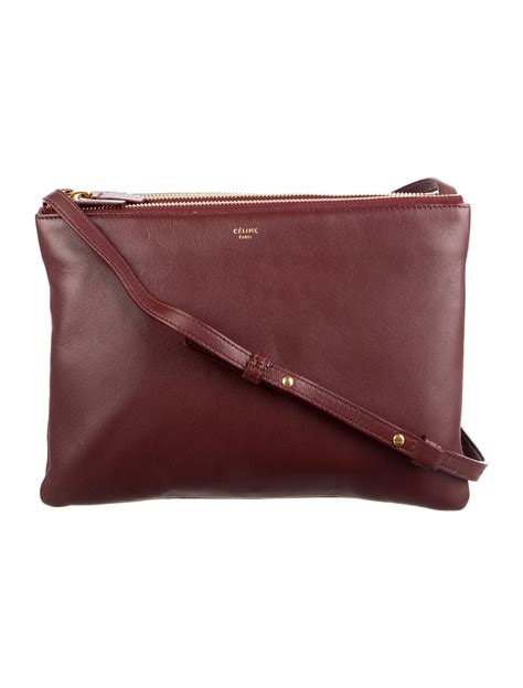 celine trio crossbody bag burgundy|More.